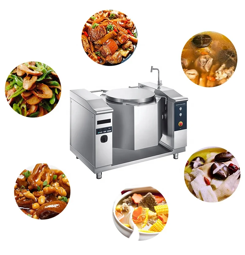 Cucina commerciale 150 litri inclinabile bollente Pan Cuisson macchina induzione zuppa pentola bollente inclinabile bollitore pentola