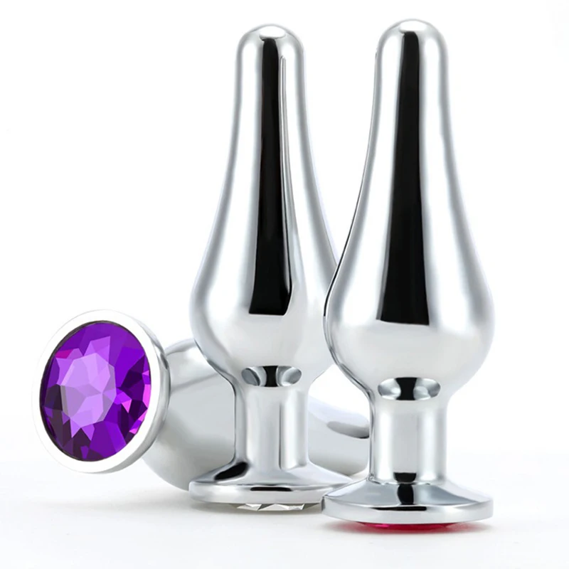 3pcs/Set Stainless Steel Metal Anal safe plug medical Anal Beads Anus tube Crystal Waterproof Adult Products Plug for women
