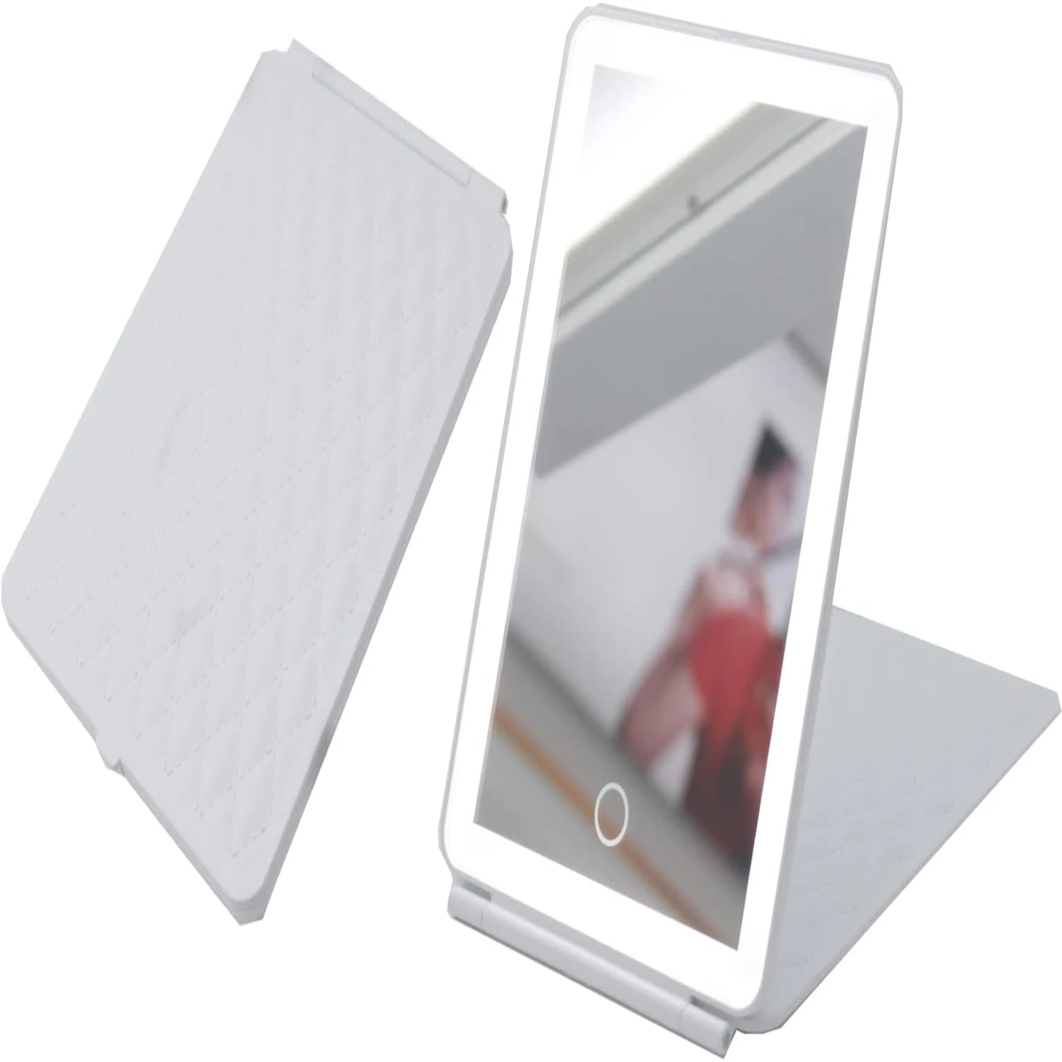 Przenośne lusterko kosmetyczne podróżne z 72 jasnymi diodami LED i 3 oszałamiającymi trybami oświetlenia kolorowego, ładowane do użytku w podróży