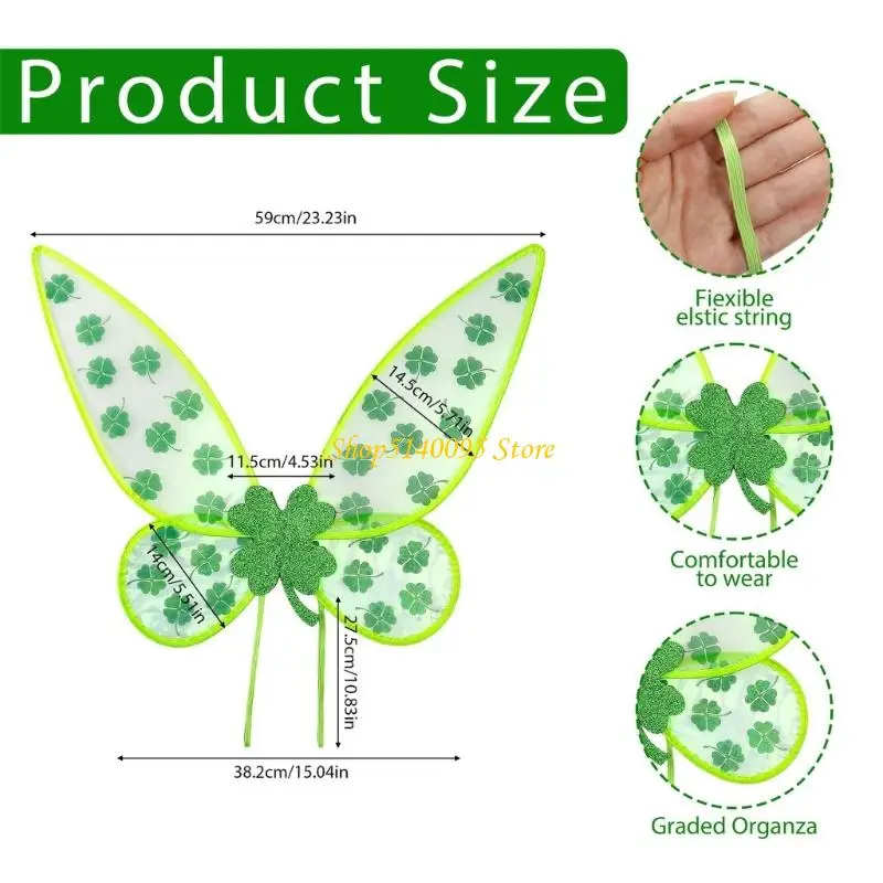 DXAE Organza Clovers Wing Lightweight Comfortable for Role Play Parties Festivals