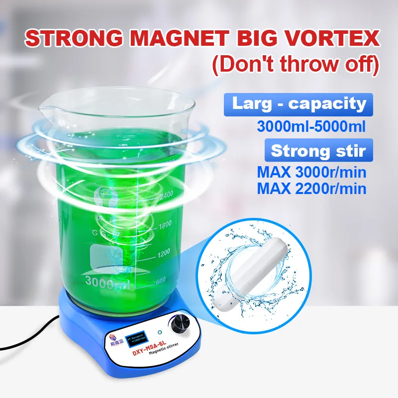 DXY-Mini Agitateur Magnétique à Affichage Numérique, Équipement Vortex pour Centre Commercial Liquide avec Deux Barres de Remuage, 3000ml, 5000ml