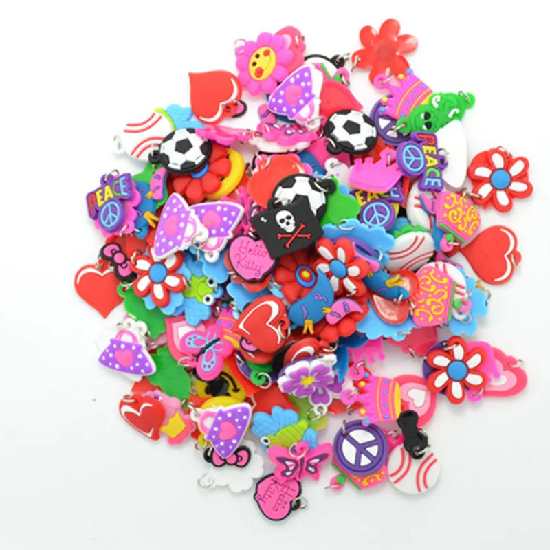 36PCS DIY Colorful Loom Rubber Bands Bracelets Jewelry Making Accessories for Kids Girls Charms Pendant Animal Flower Beads Toy