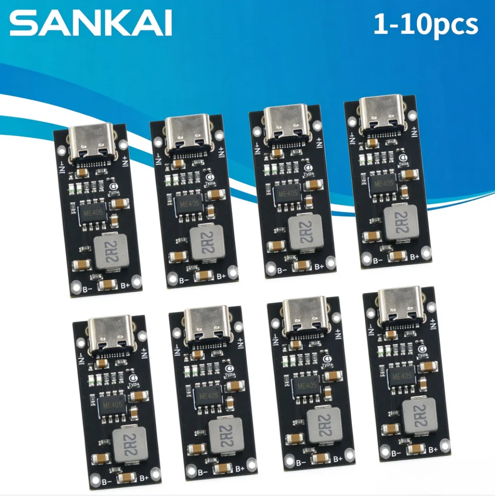 1-10pcs Type-C Input High Current 3A Polymer Ternary Lithium Battery Quick Fast Charging Board IP2312 CC/CV Mode 5V To 4.2/4.35V