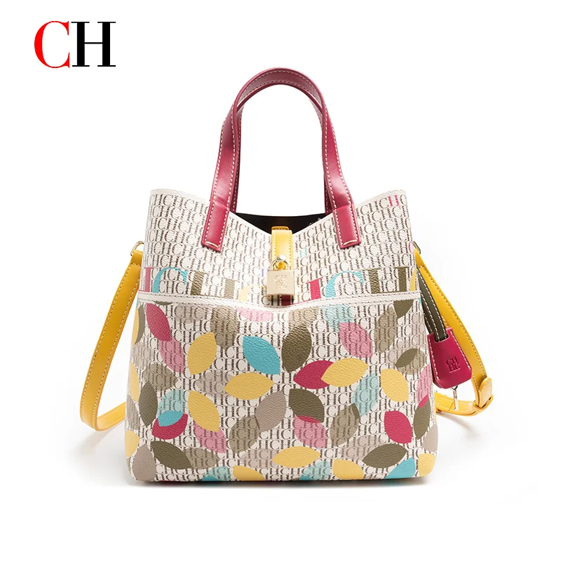 CH Women Luxury Tote Bag Letter Print Handbag Large Capacity Shoulder Bag Fashion PU Leather Crossbody Bag Ladies Purse