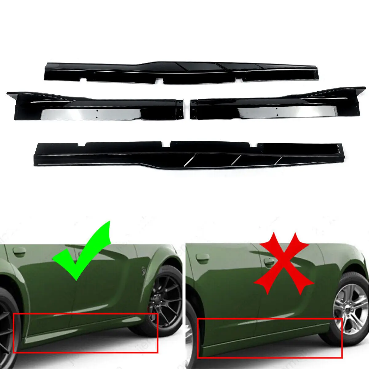 For 15-2022 Dodge Charger SRT | Track Style Matte Black Side Skirt Rocker Panels