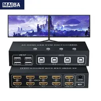 4 Port HDMI KVM Switch 4x2 Dual Monitor 4K 60Hz Extended Display HDMI USB KVM Switcher 4 in 2 out for 4 PC Share Keyboard Mouse