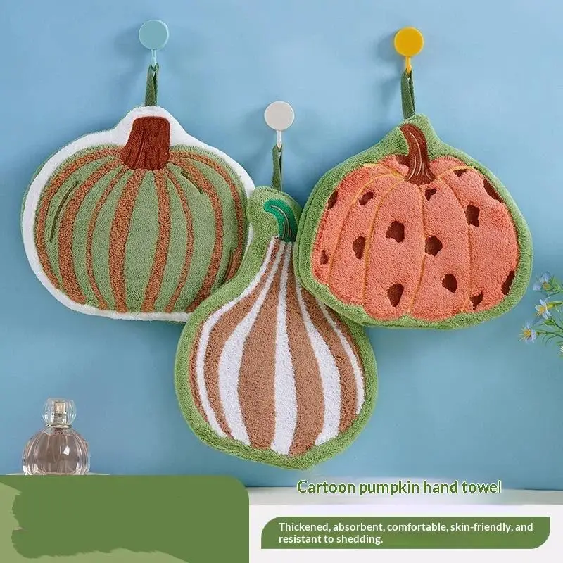 Pumpkin Hanging Hand Towel Microfiber Super Absorbent Quick Dry Fall Farmhouse Towel for Kitchen Bathroom