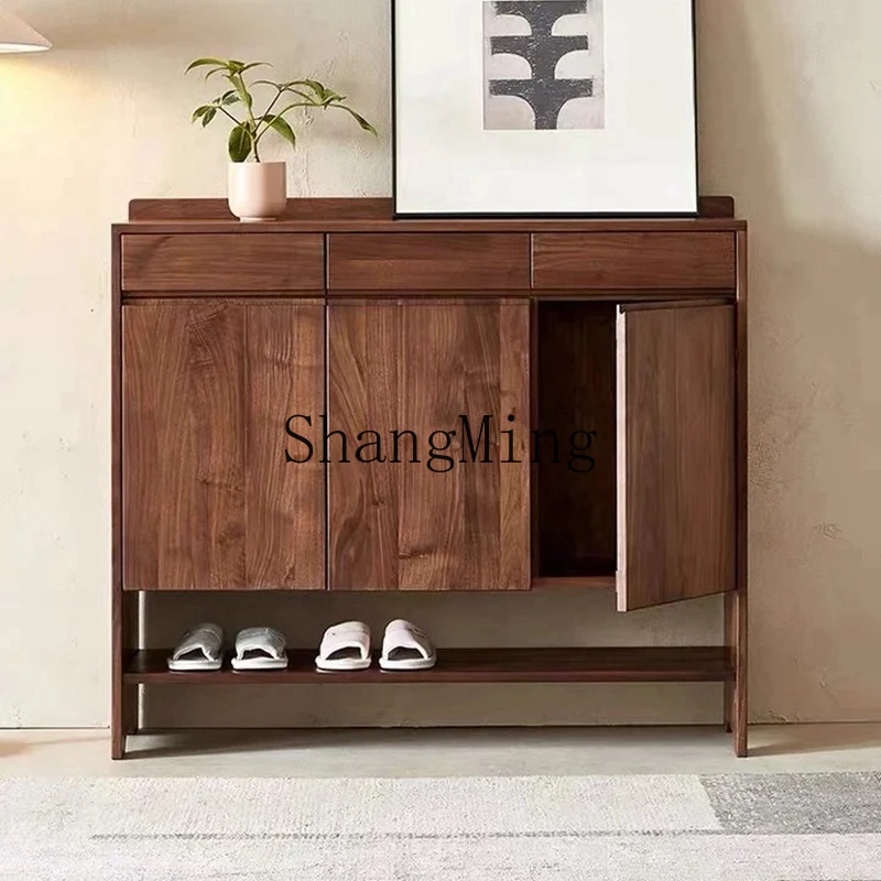 

SM new Chinese shoe cabinet solid wood Zen porch storage locker foyer cabinet furniture