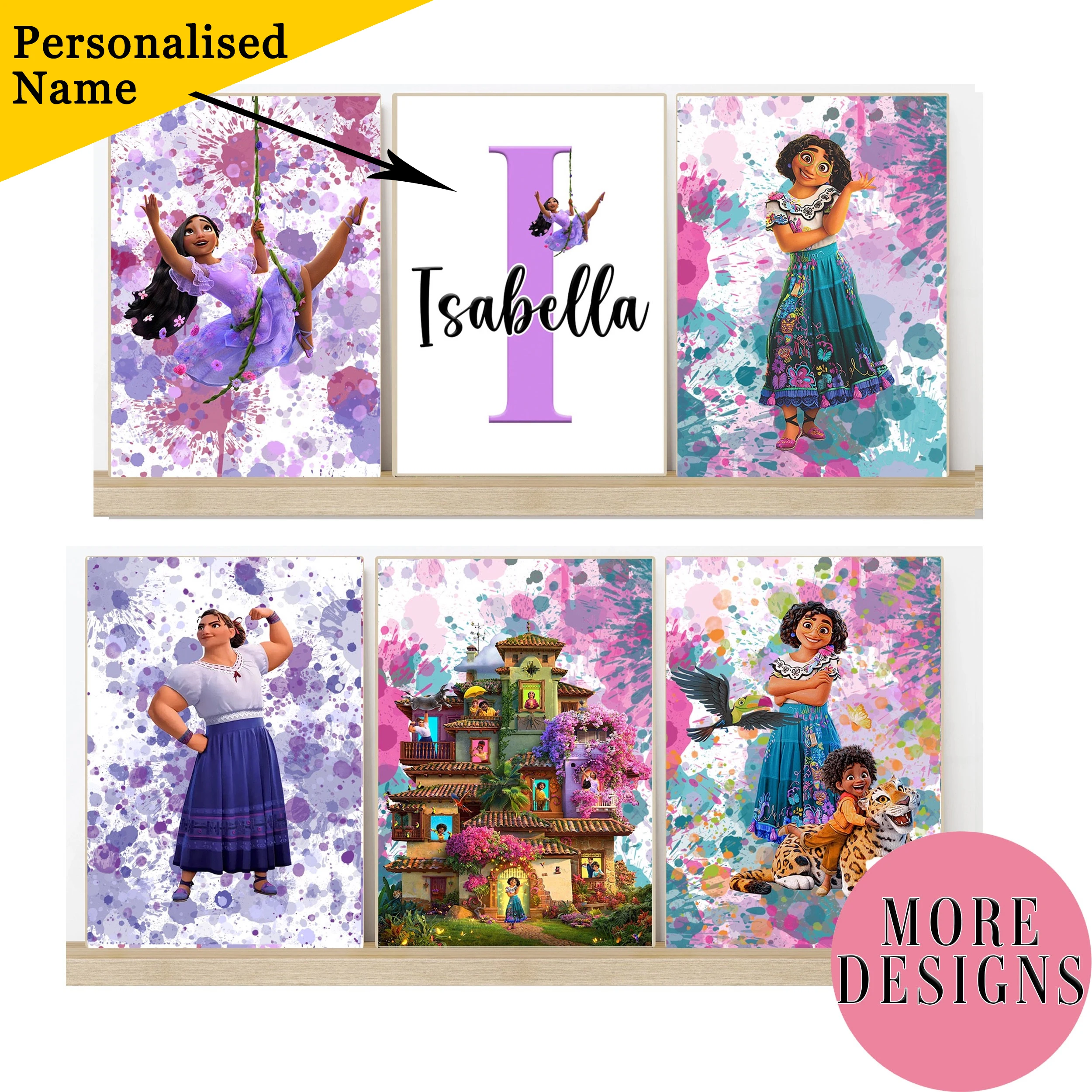 Encanto Inspired Paint Splash Prints With Customisable Name Print Personalised Prints Home Decor Wall Art For Living Room Kids