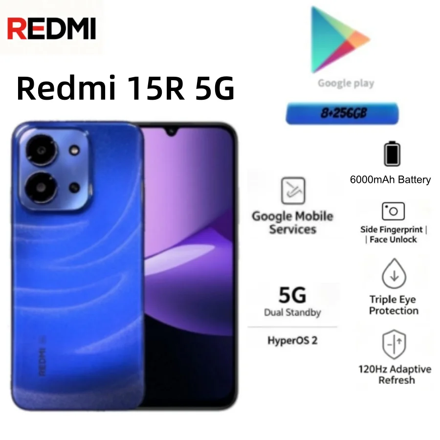 2026 New Xiaomi Redmi 15R 5G Global Version 8GB RAM 256GB ROM Factory Unlocked Dual SIM Smartphone Brand New