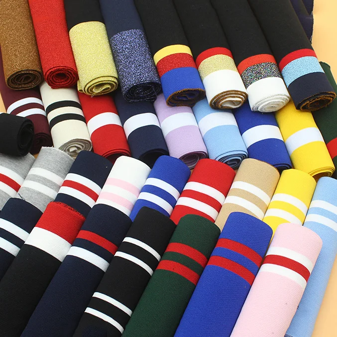 Collar cuff striped rib knit fabric polyester elastic webbing strap DIY flat knitting fabric for hem bottom sewing accessories