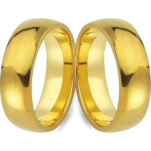 Jewelry Shop 6 mm Curved Steel Wedding Rings Pair Promise Ring s Yellow CL10