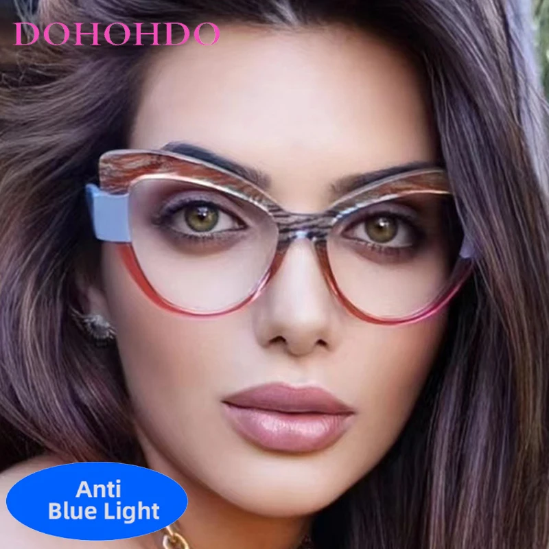 

Retro TR90 Big Cat Eye Men Women Optical Eyeglasses Brand Designer Computer Gaming Reading Anti-Blue Light Glasses Lentes Очки