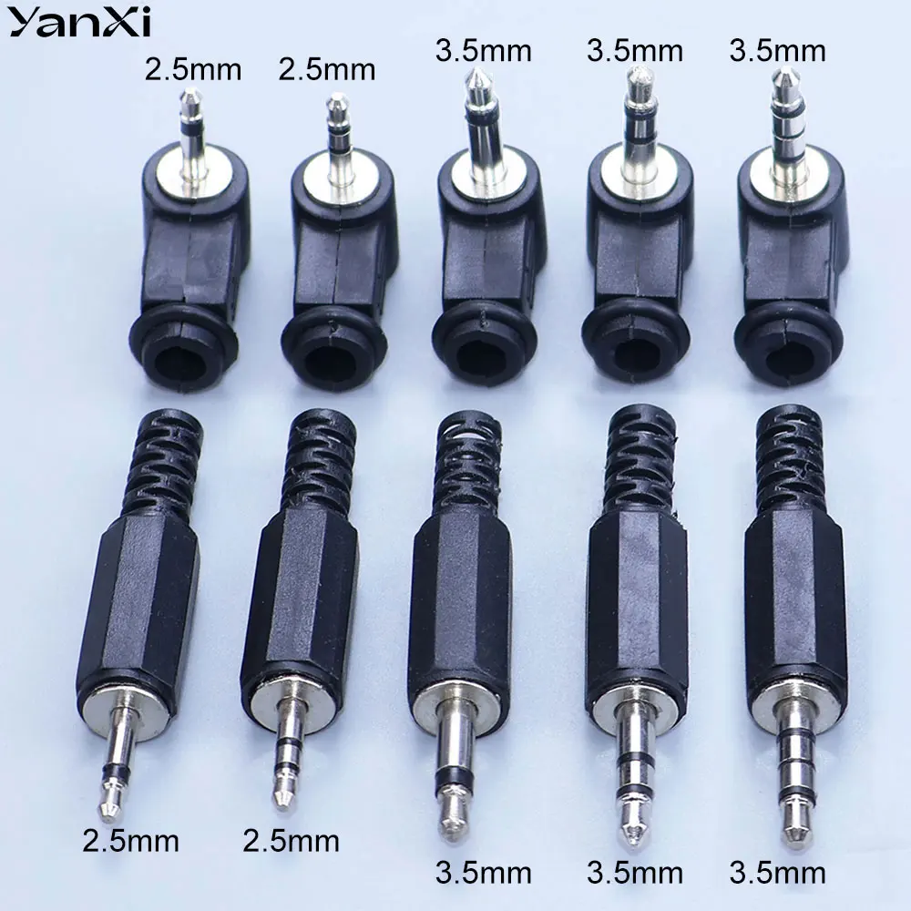 YanXi 2,5mm / 3,5mm Audio-Stecker Mono Stereo Kopfhörerbuchse Kopfhöreranschluss Mikrofon Schwarz Audio-Steckeradapter