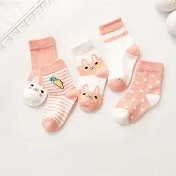 5Pairs/lot Kids Socks Spring Autumn Children Mid-calf Socks Girls Boys Cotton Sport Socks Winter Breathable Student Socks