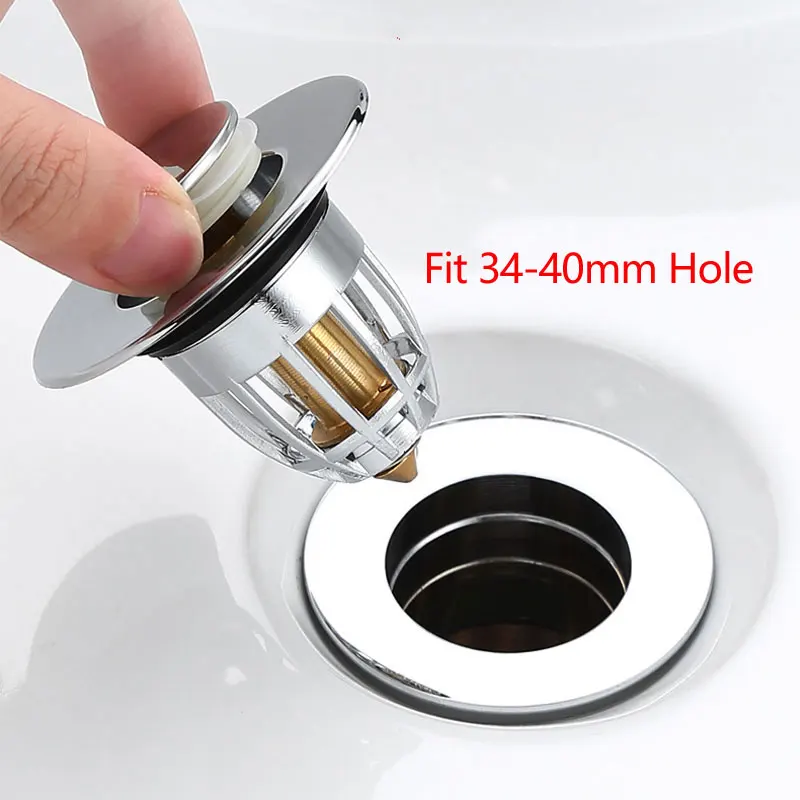 2PCS Bathroom Sink Drain Strainer, Universal Pop up Sink Drain Filter