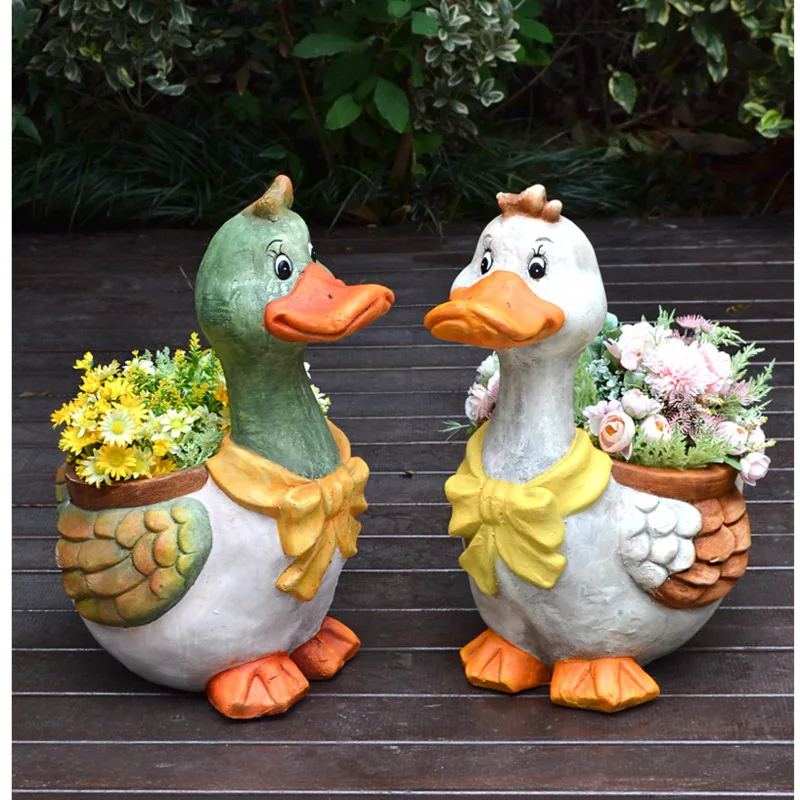 Cartoon Duck Simulated Animals Villa Garden Flower Pot Courtyard Landing Succulent Container Versatile Scene Bonsai Ornaments