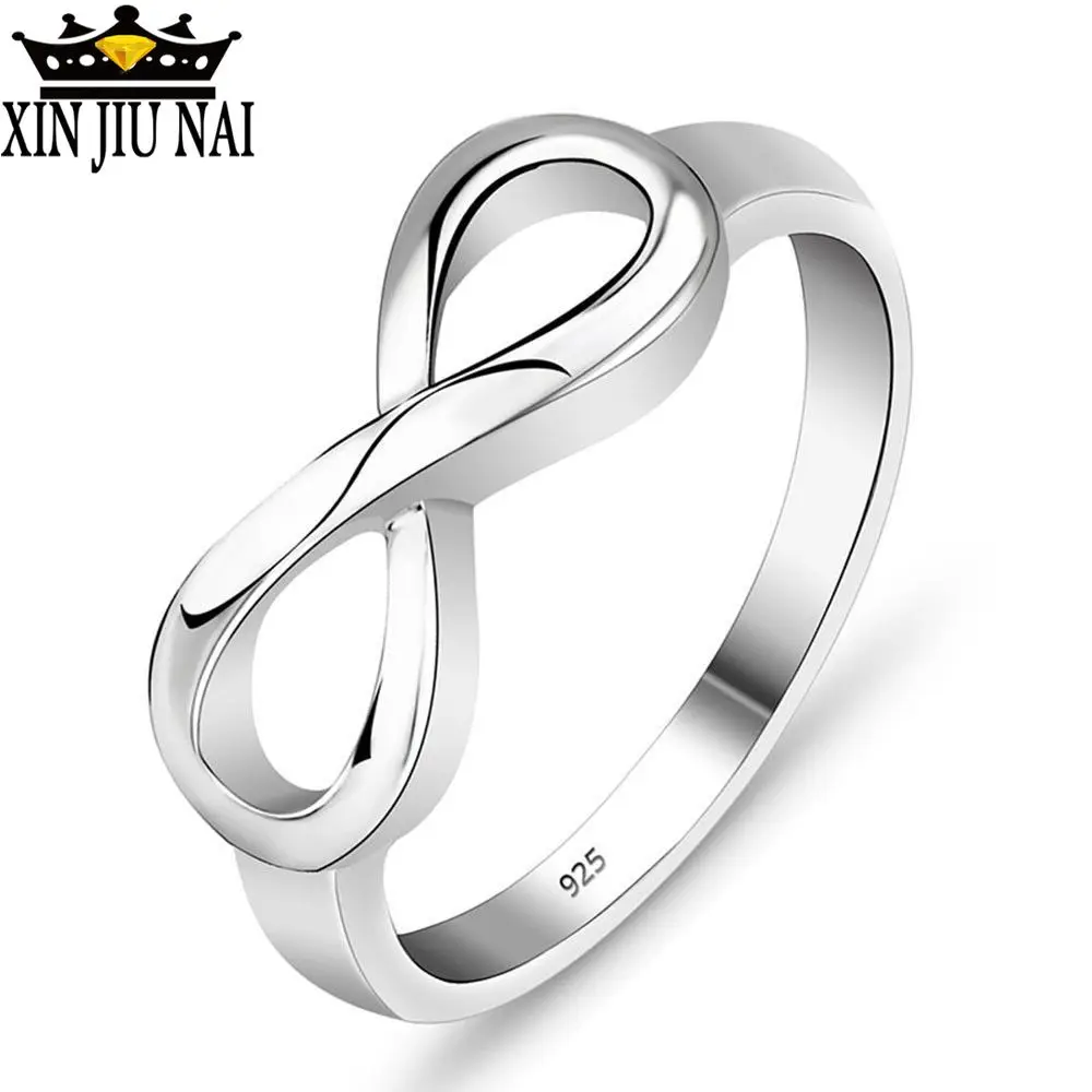 Endless Love Symbol Rin Jewelry Silver Infinity Biker Ring Fashion Eternity Women Ring Wedding Gift Joyas De Plata 925S Size6-10