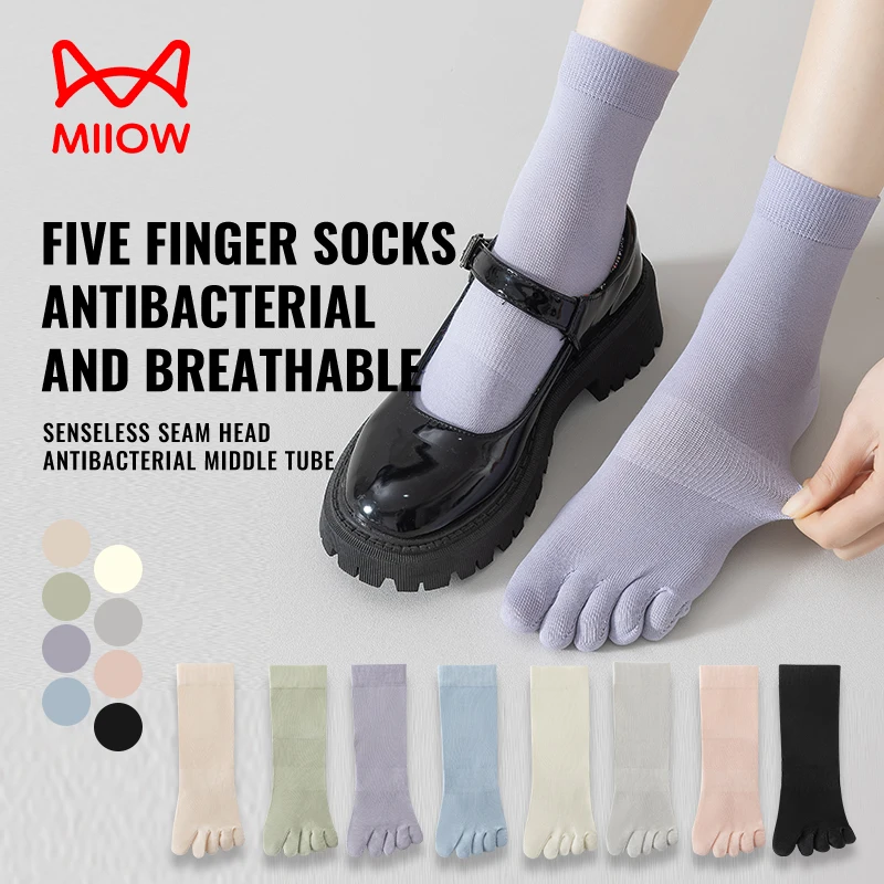 

MiiOW Women Five Finger Socks Yoga Pilates Sock Breathable Mesh Deodorant Antibacterial Split Toe Sock Fitness Cotton Sport Sock