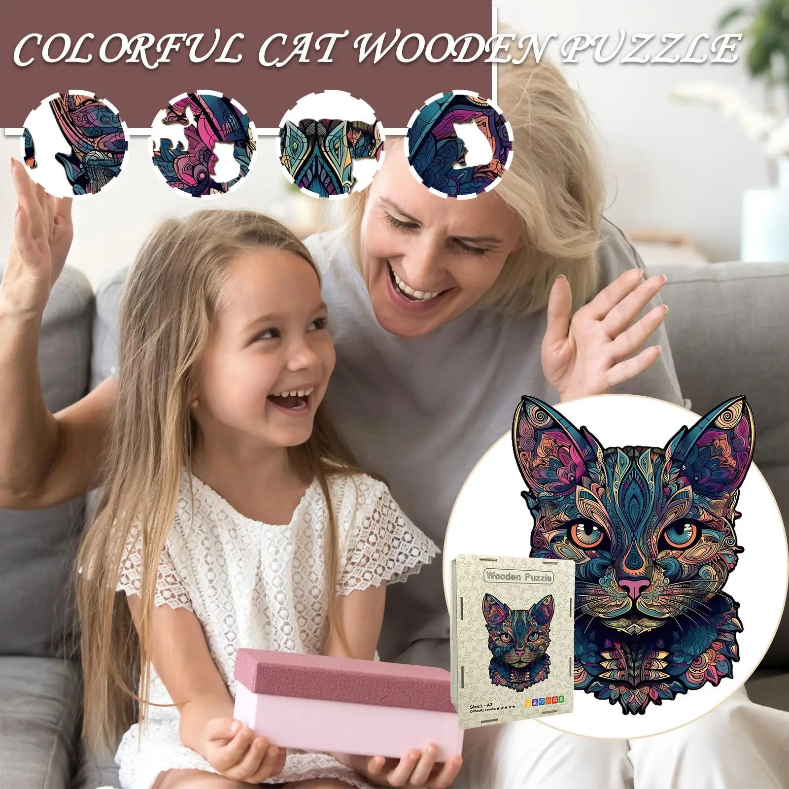 Kinder Kreative Tier Form Puzzles Interessante Tisch Spiele Katze Puzzle Gehirn Spiele Montessori Denken Bildung Holz Spielzeug