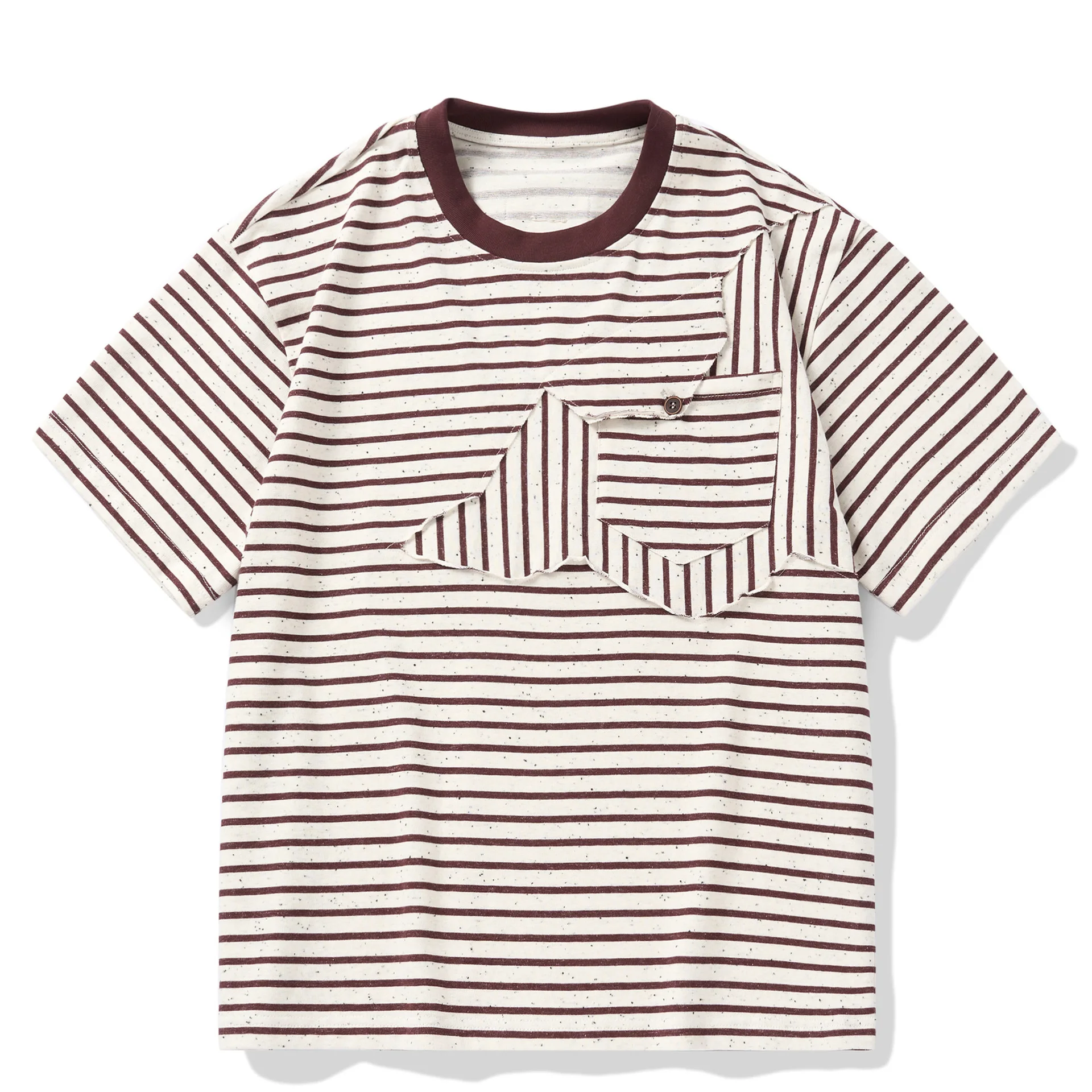 Summer American Retro Split Stitch Striped Short Sleeved T-shirt Loose Half Sleeved T-shirt Trendy