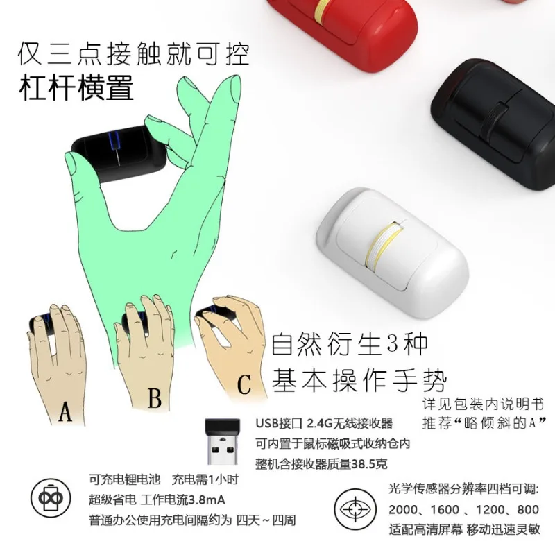 Horizontal Mouse I2, Anti-mouse Hand, Ergonomic (USB Wireless), Computer Office Portable