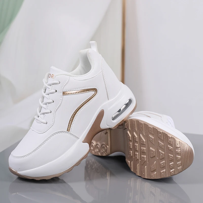 Ladies Casual Sports Shoes Fashion Women's Height Increasing Sneakers 7cm Thick Sole Non-slip Wedge Heel Walking Shoes for Women