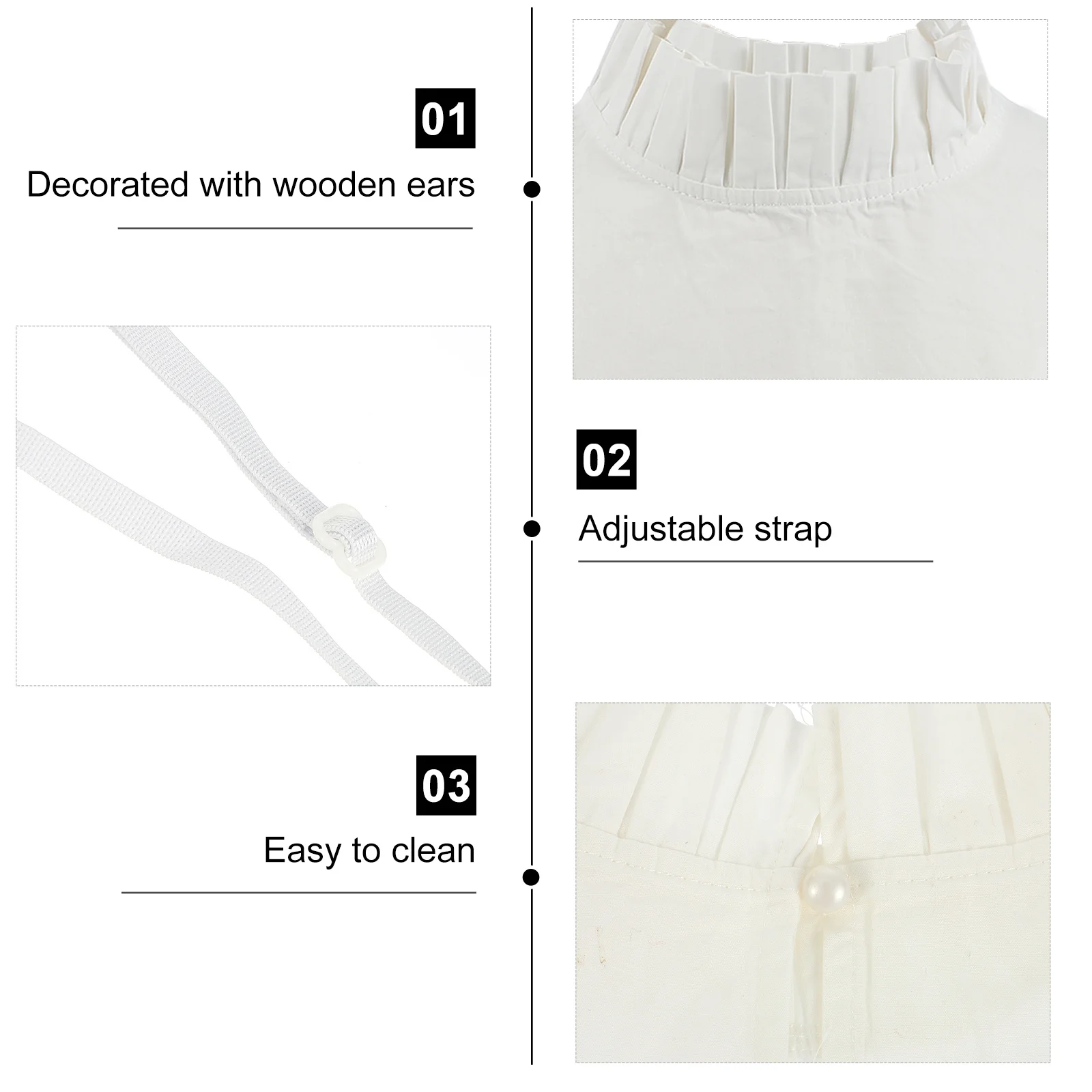 

1pcs Wood Grain Ruffled Fake Collar For Women Elegant Detachable Half Shirt Neckline Decor Comfortable Skin-Friendly Breathable