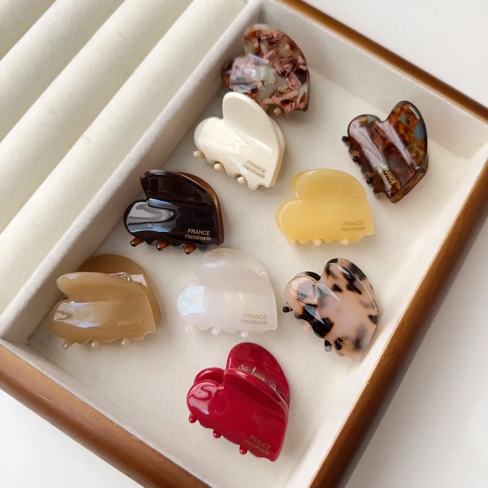 

Retro Acetic Acid Love Heart Hair Claw Y2K Side Clip Mini Hair Claw Hair Accessories Barrettes Acetate Hair Clips Party