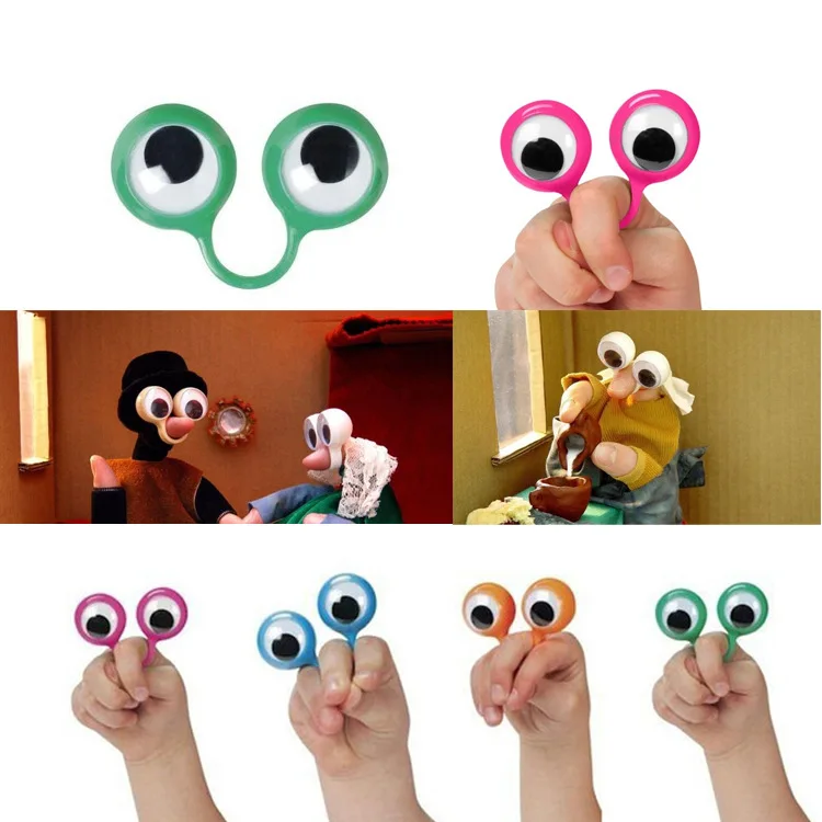 

10pcs Attractive Interactive Wiggle Eye Finger Puppets Plastic Rings Funny Gadgets Interesting Toys For Children's Birthday Gift