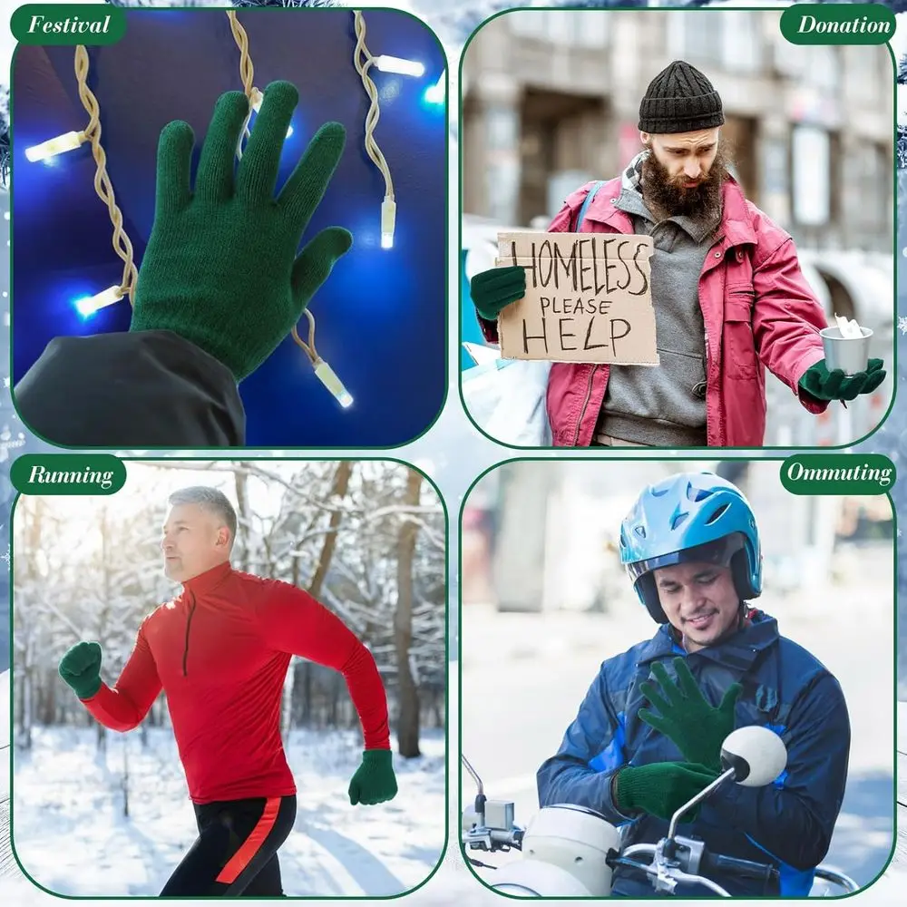 Комплект из 100 теплых вязаных перчаток для зимы — идеально подходят для мужчин, женщин и благотворительных