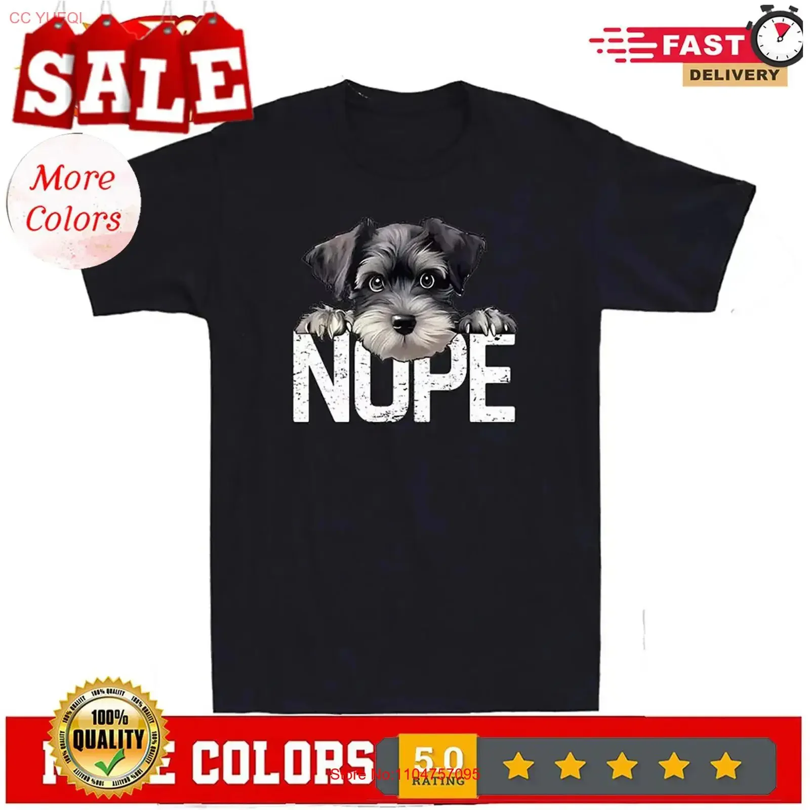 Nope Lazy Miniature Schnauzer Dog Lover Dad Men's T Shirt vintage Washed fashion Comfortable homme graphic Unisex Versatile