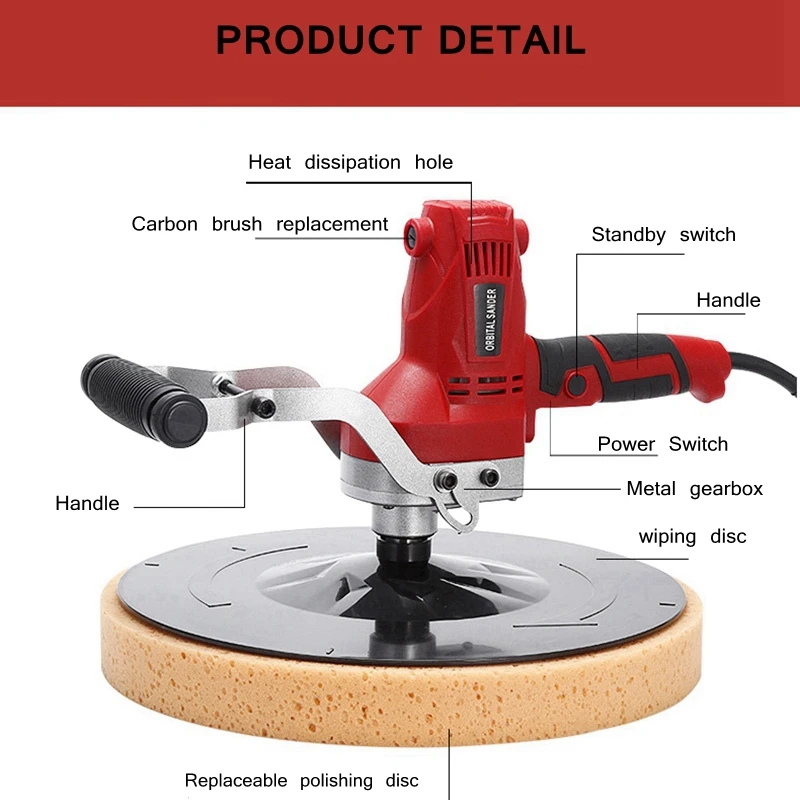 Cement Mortar Electric 850W Electric Trowel Wall Smoothing Polishing Machine Kit 6 Gear Speed Sander Grinder Copper Motor