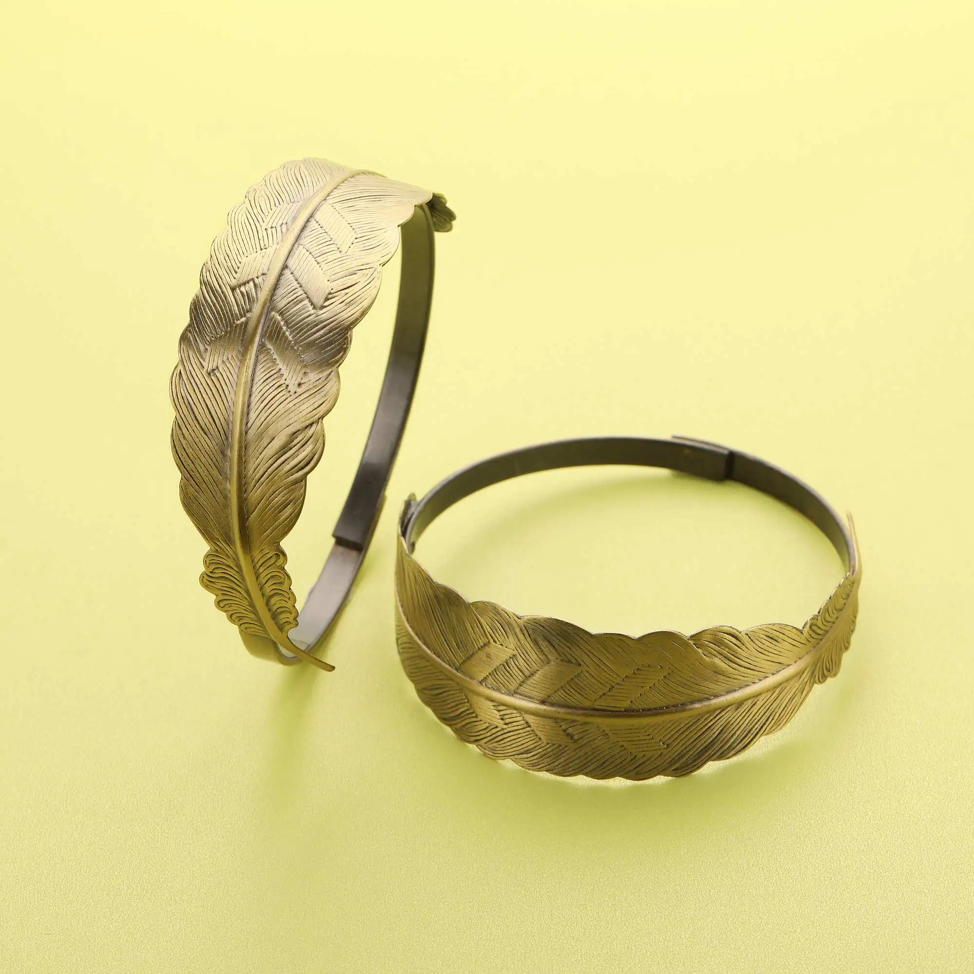 

5Pcs Antiqued Bronze Feather Bangle Bracelet,DIY Beading Bangle Supplies 1900279