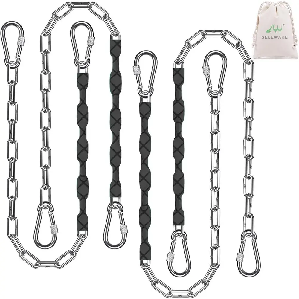 

4 Pcs 65" Hanging Swing Chains, 1000LB acity StainlSteel Hanging Chains with 8 Carabiners, Hanging Chair Hardware or Kids Tree S