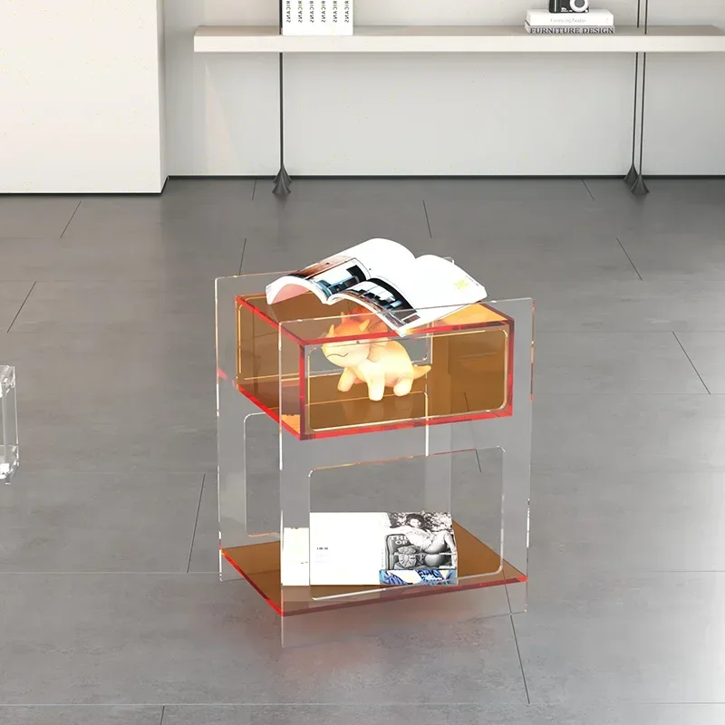 Acrylic bedside table, fresh small bookshelf simple, bay window shelf small coffee table