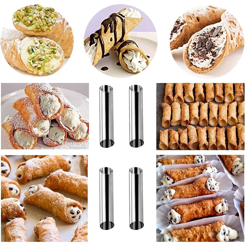 LMETJMA 33Pcs Cream Horn Mold Cannoli Forms Tubes Kit Stainless Steel Baking Cones Pastry Roll Horn Croissant Mold Sets JT163