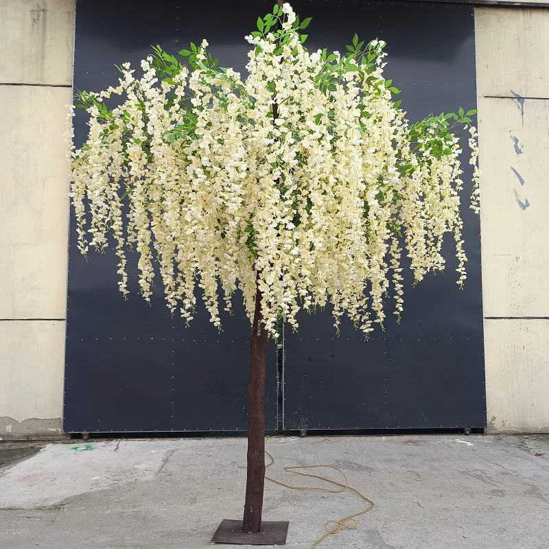 

Simulation pink rattan cherry tree interior decoration wisteria flower tree wedding hotel shopping mall decoration wishing tree