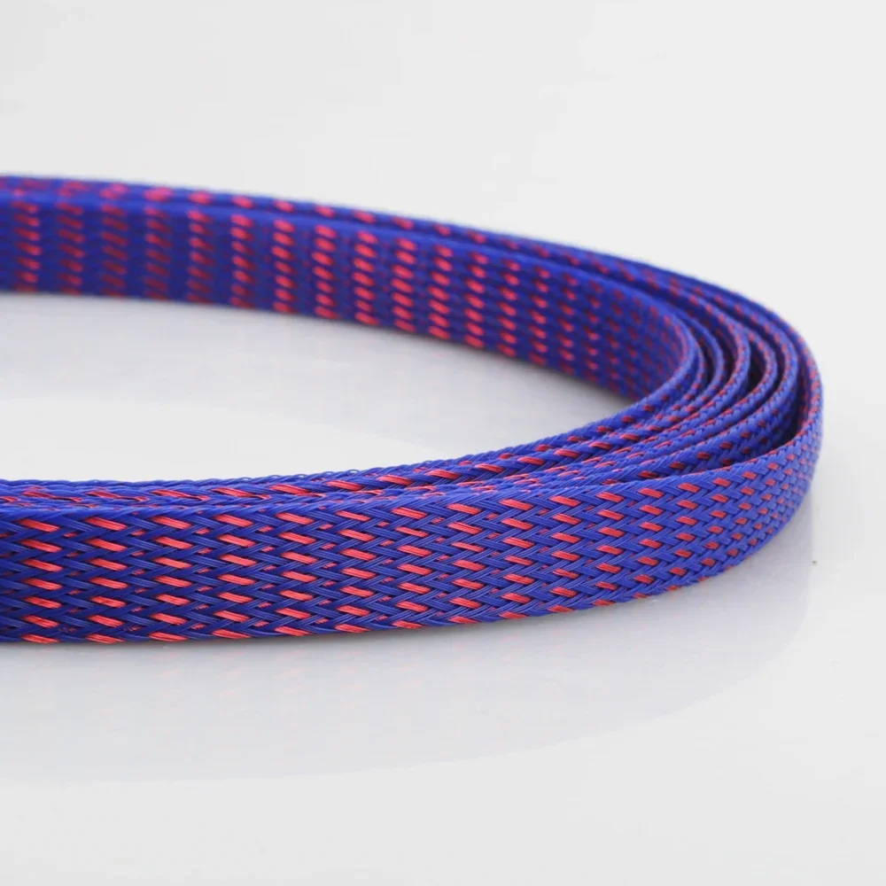 10m New 16MM Nylon Mesh Purple+Red Screen Braided Sleeving For DIY HIFI audio video cable wire