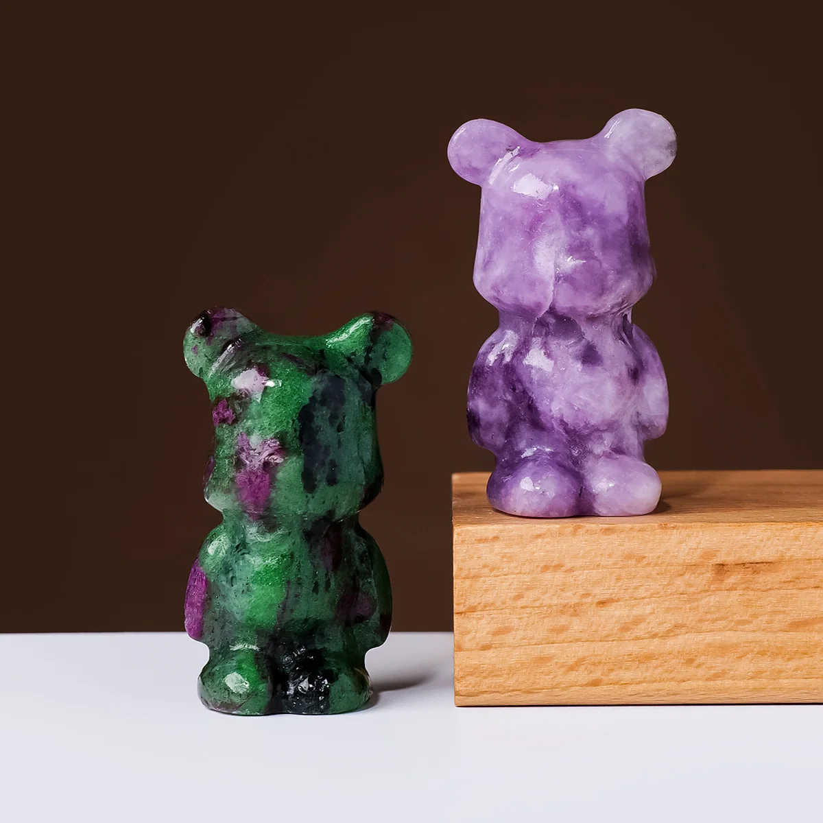 Crystal Bear Figurine, Natural Stone Carved Bear Statue, Healing Crystal Bear Decor, Cute Bear Ornament for Gift