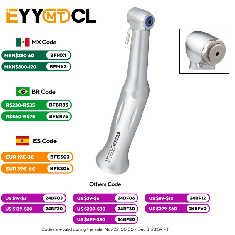 

Dental 20:1 Contra Angle Low Speed Handpiece Odontologia Implant Surgery Contra Angle Dentistry Equipment for low speed turbine