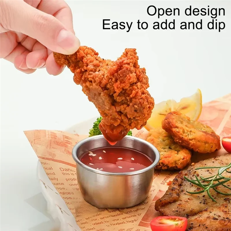 

ABBO-Stainless Steel Sauce Dipping Bowls Set Reusable Seasoning Cups For Condiments Snacks, Appetizers