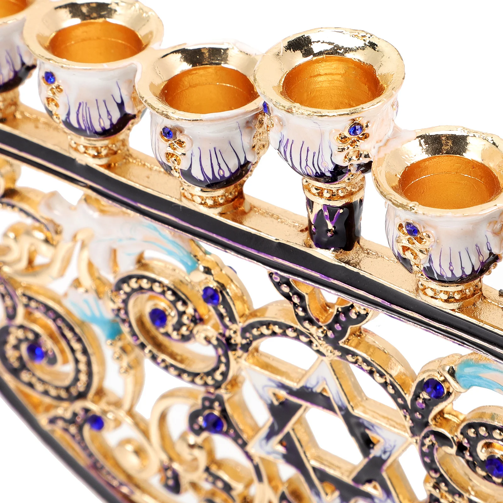 حامل شمعدان ذو تسعة رؤوس، حامل الشمعدان التقليدي هانوكا المعدني الأسود الحديث للعام اليهودي الجديد، حامل صغير لطيف