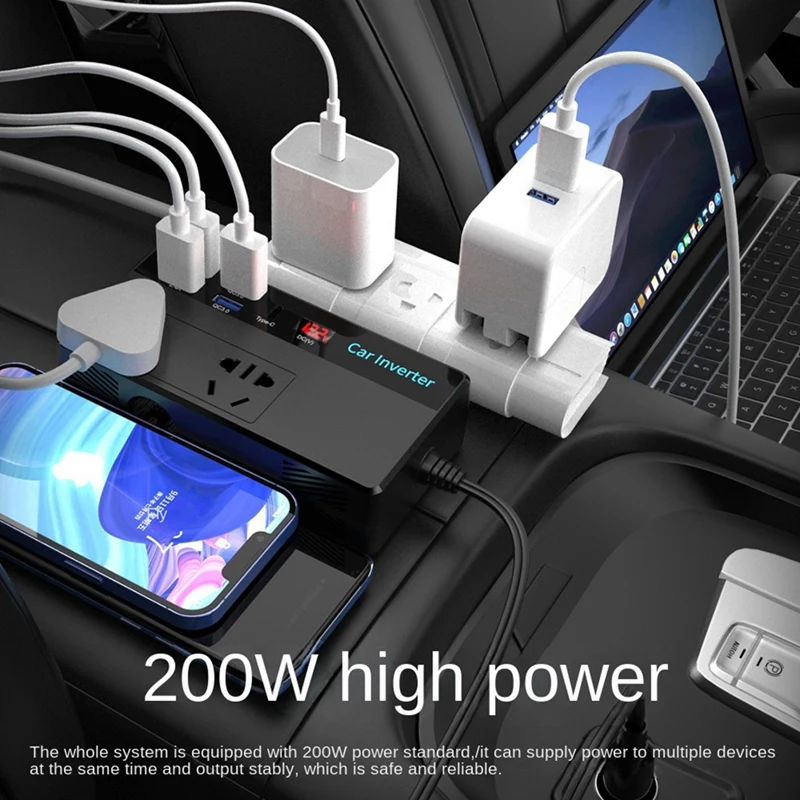 

Car Inverter Car Converter 150W 12V24V 110V220V Type-C USB QC3.0 Charger Fast Charging US Plug