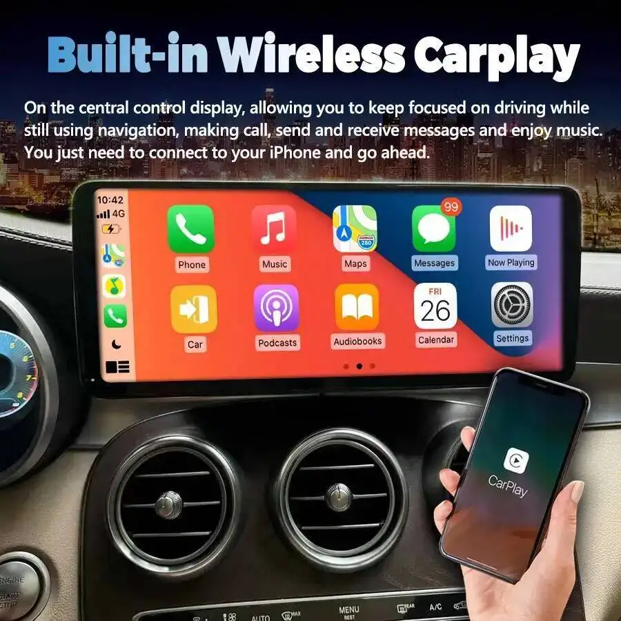 12.8inch Ultra-thin Screen Android Navigation For Mercedes Benz C Class W205 Glc X253 C180 C200 C220 C300 C350 2016-2022 Carplay