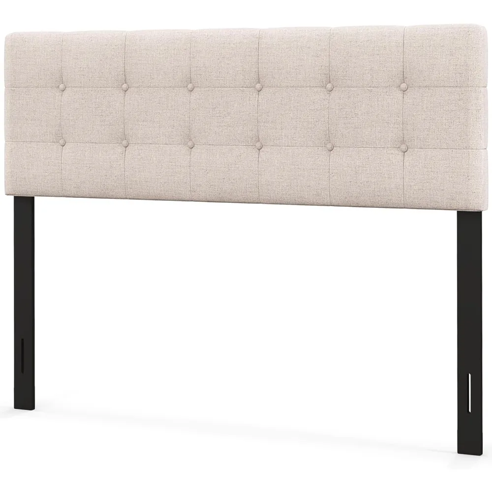 

Linen Upholstered Headboard, Adjustable Width Button Tufted Headboard Only with Solid Wood Legs, Attach Frame