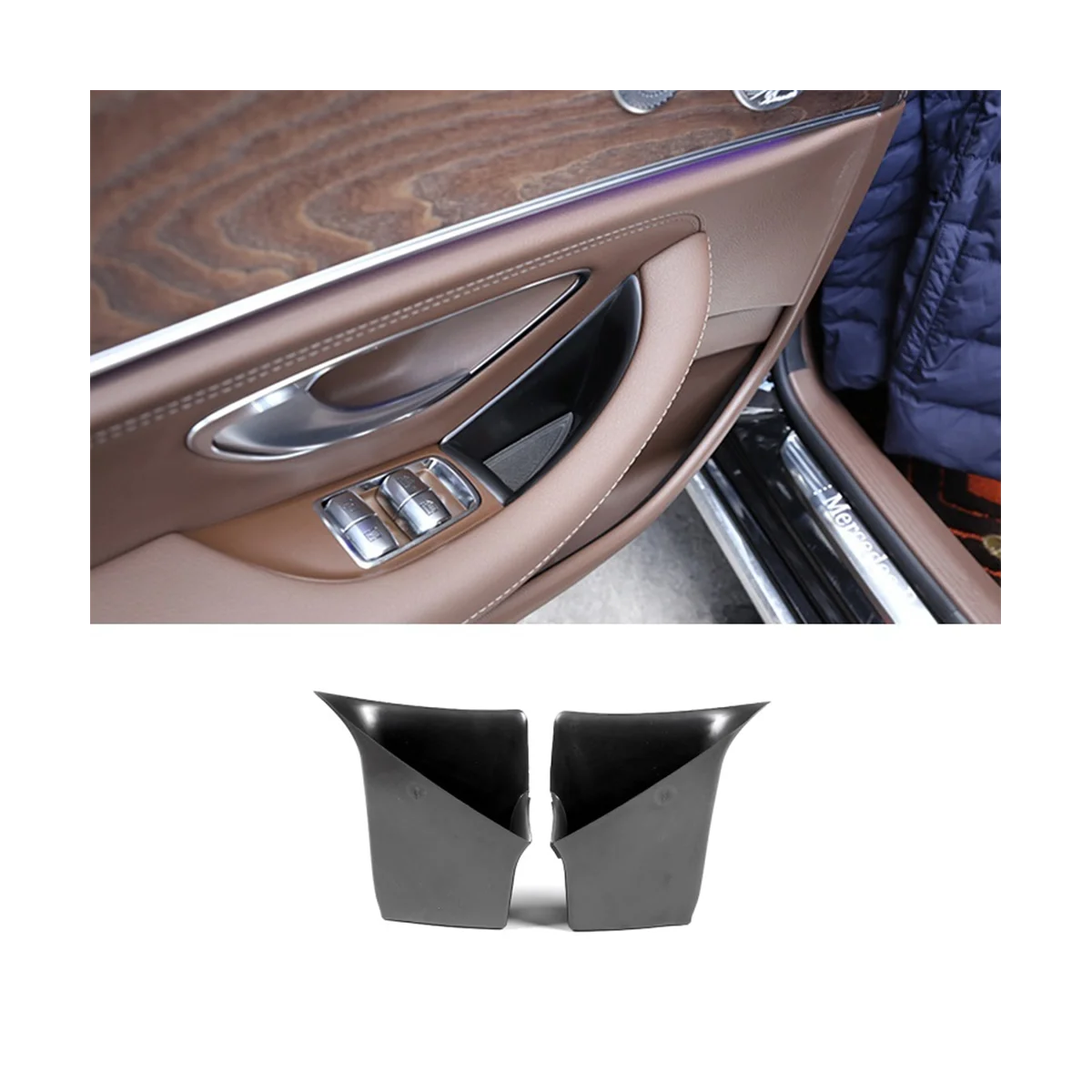 For Mercedes Benz E-Class W213 2016-2021 LHD Car Front Door Armrest Handle Holder Storage Box Insert Accessories