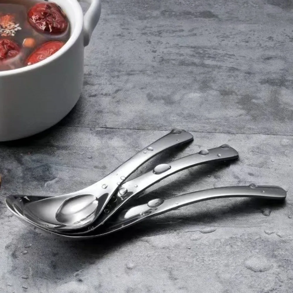 

Набор из 6 прочных толстых ложек из нержавеющей стали, пищевые, большие десертные ложки, удобные серебряные суповые ложки для детей