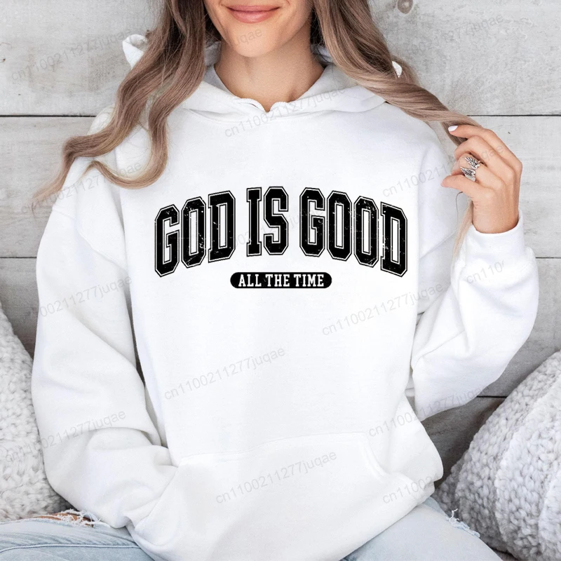 เสื้อสเวตเชิ้ตสไตล์เรโทรคริสเตียน, เสื้อฮู้ด God Is Good All The Time, ชุดกีฬาคริสเตียนสำหรับคริสต์มาส, เสื้อสเวตเชิ้ต Faith Fleeece สำหรับผู้หญิง
