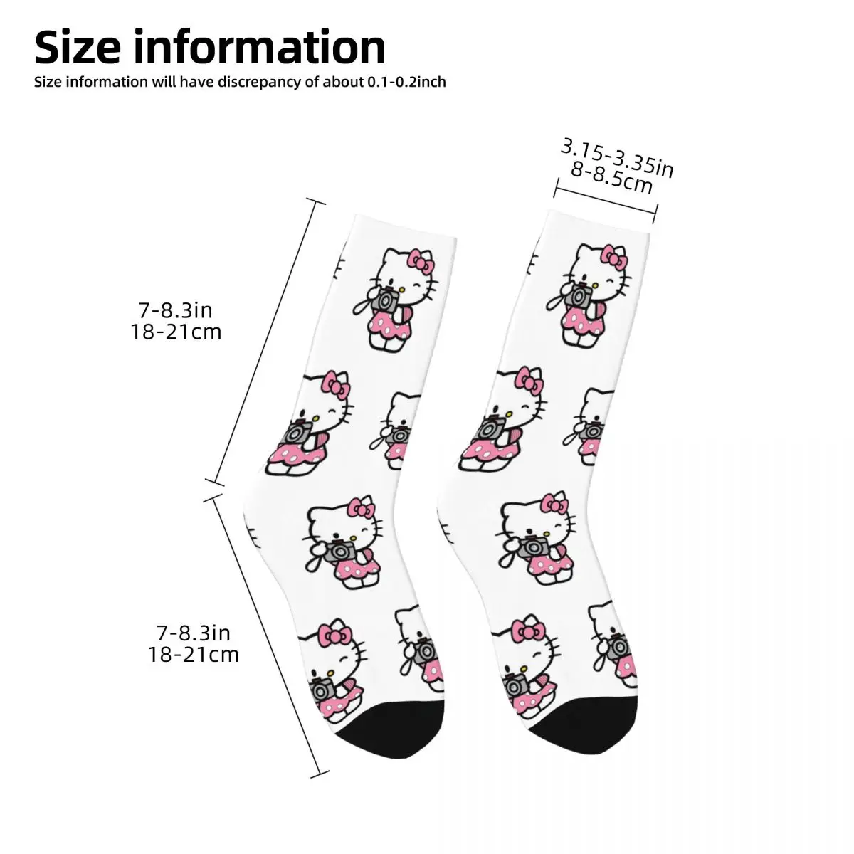 Girl Kawaii Socks Pink Hello Kitty Camera Accessories Super Soft taking photos Stockings Suit For All Season